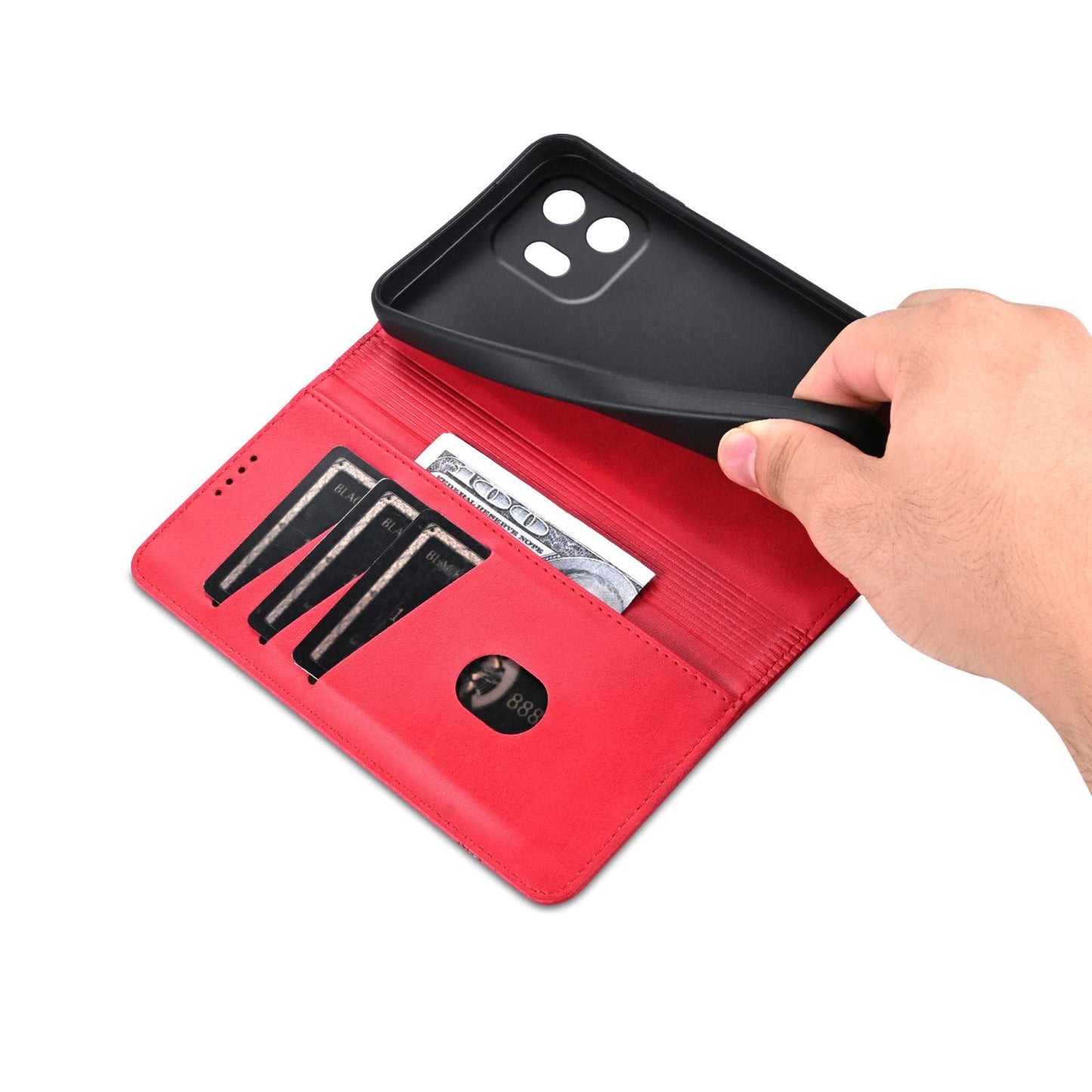 For OnePlus 15T AZNS Magnetic Calf Texture Flip Leather Phone Case(Red)