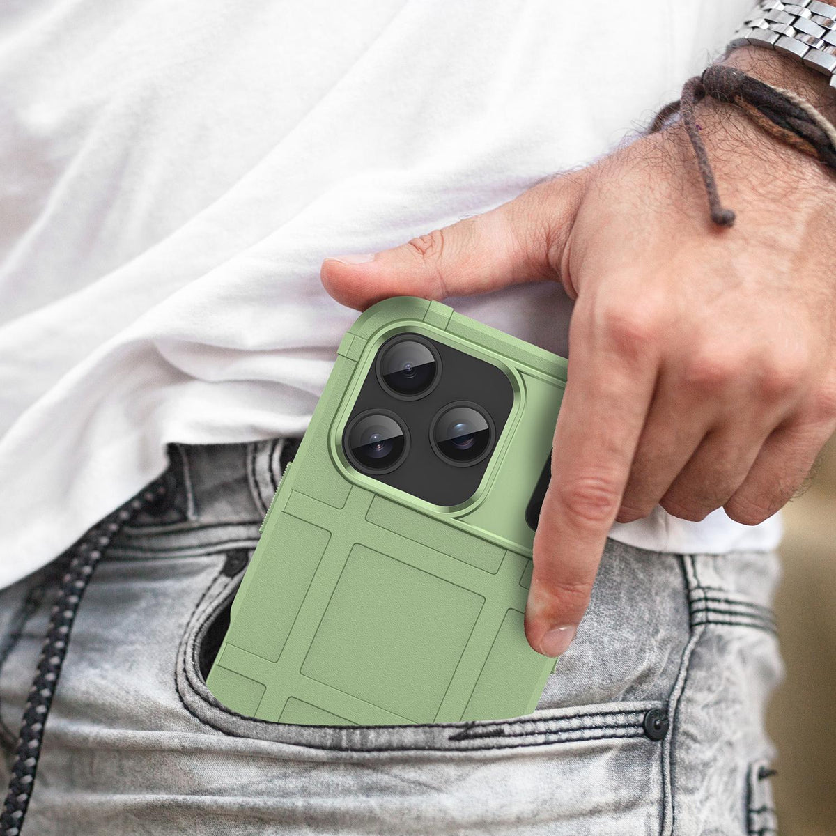 For iPhone 18 Pro Full Coverage Shockproof TPU Phone Case - Green - EDA006555911C