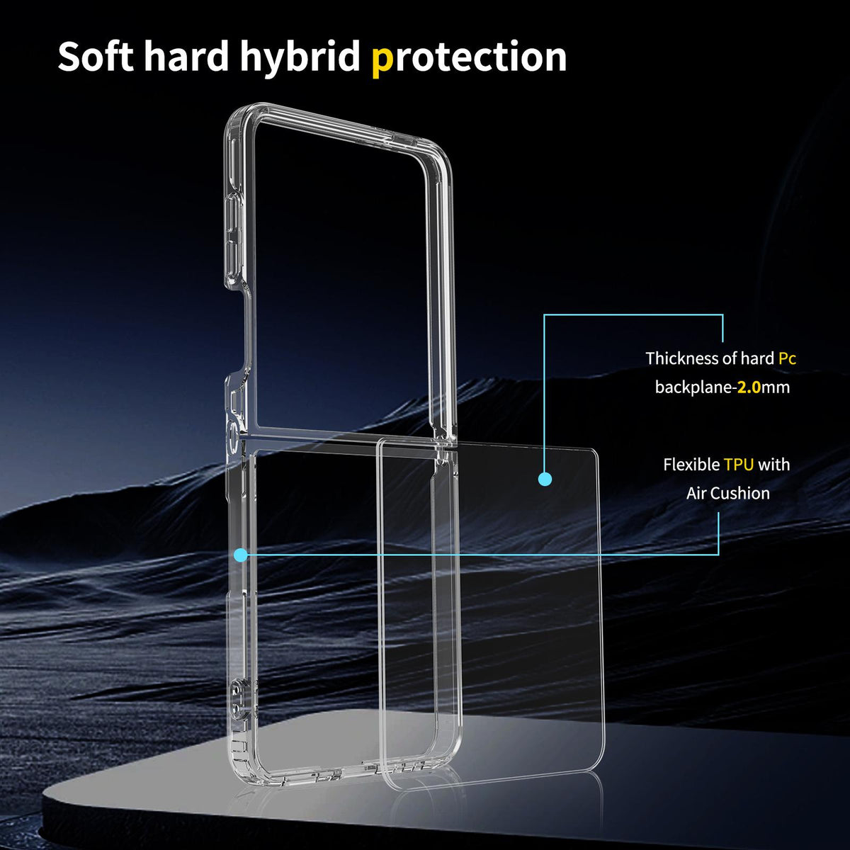 For Galaxy Z Flip8 5G Scratchproof Acrylic TPU Phone Case - Transparent - EDA006606707A