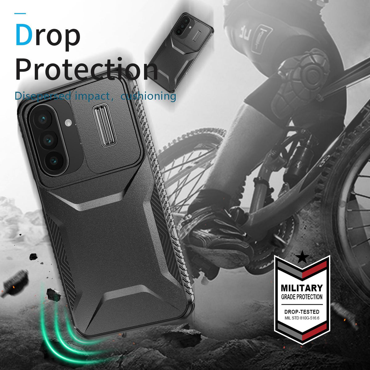 For Galaxy A27 5G Sliding Camshield Phone Case - Black - EDA006652213D