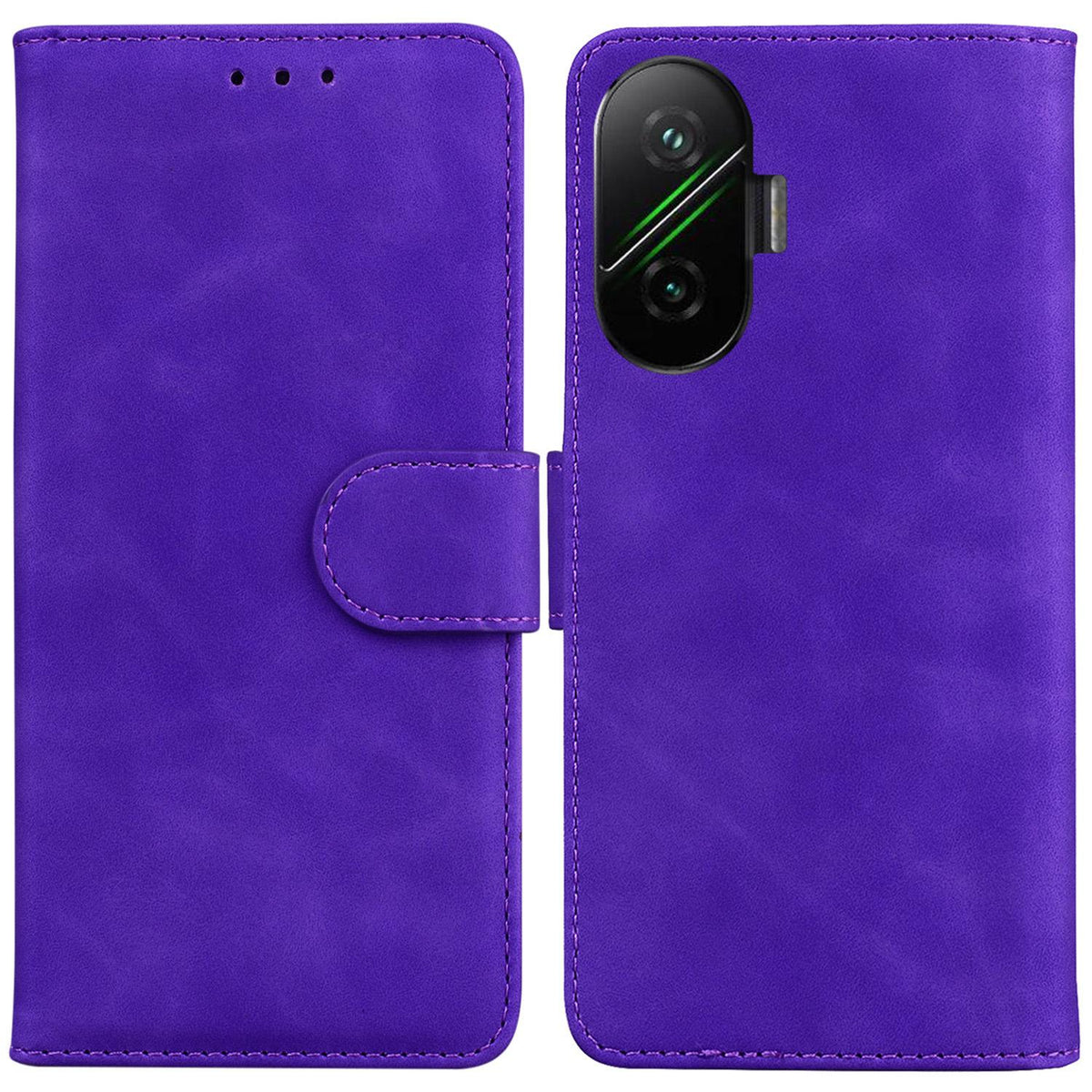 For Redmi Turbo 4 Pro / Xiaomi Poco F7 Skin Feel Pure Color Flip Leather Phone Case - Purple - EDA006713322A