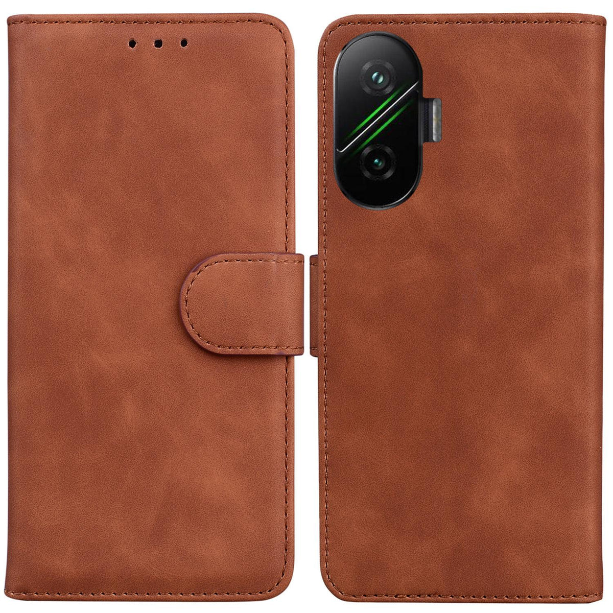 For Redmi Turbo 4 Pro / Xiaomi Poco F7 Skin Feel Pure Color Flip Leather Phone Case - Brown - EDA006713322E