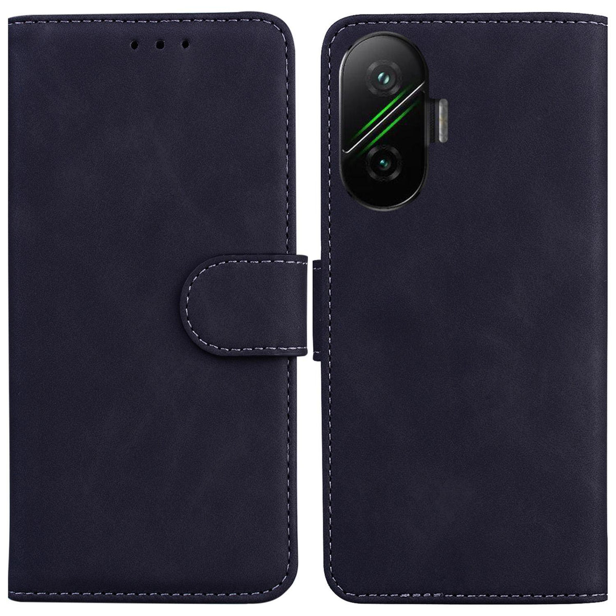 For Redmi Turbo 4 Pro / Xiaomi Poco F7 Skin Feel Pure Color Flip Leather Phone Case - Black - EDA006713322F