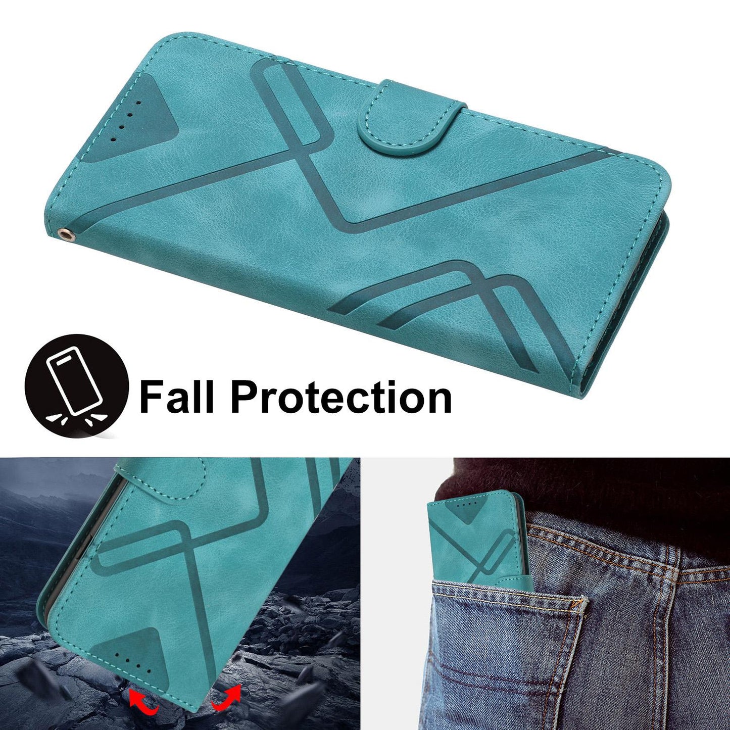 For Redmi K90 Pro Max / Poco F8 Ultra Line Pattern Skin Feel Leather Phone Case(Light Blue)