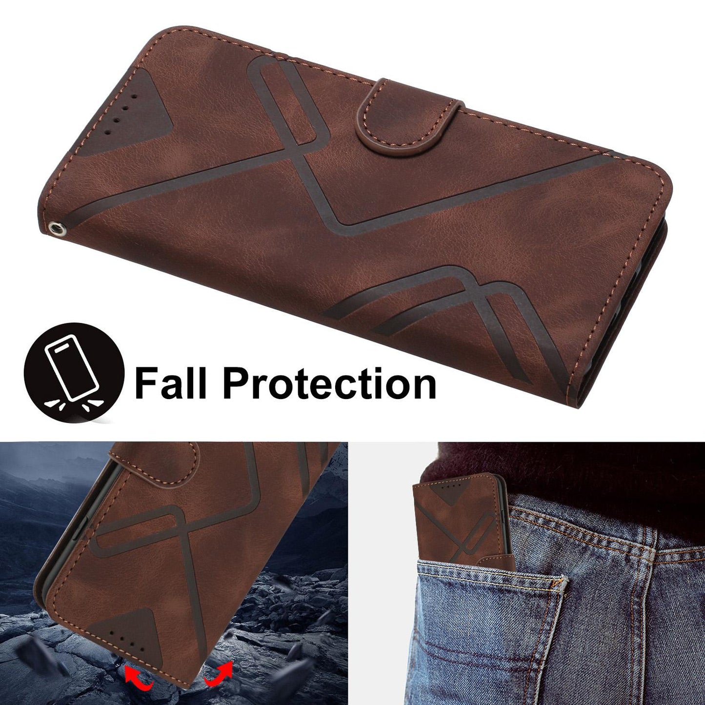 For Redmi K90 Pro Max / Poco F8 Ultra Line Pattern Skin Feel Leather Phone Case(Coffee)