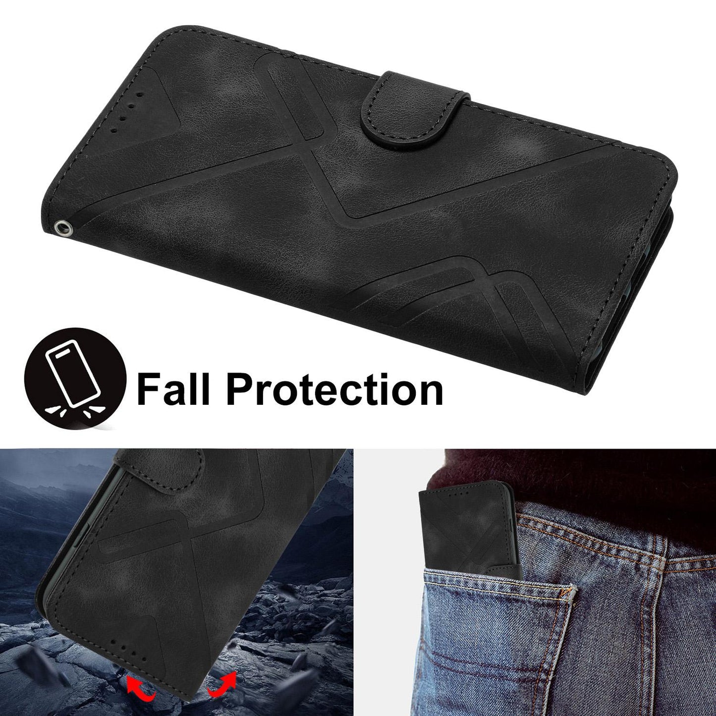 For Redmi K90 Pro Max / Poco F8 Ultra Line Pattern Skin Feel Leather Phone Case(Black)