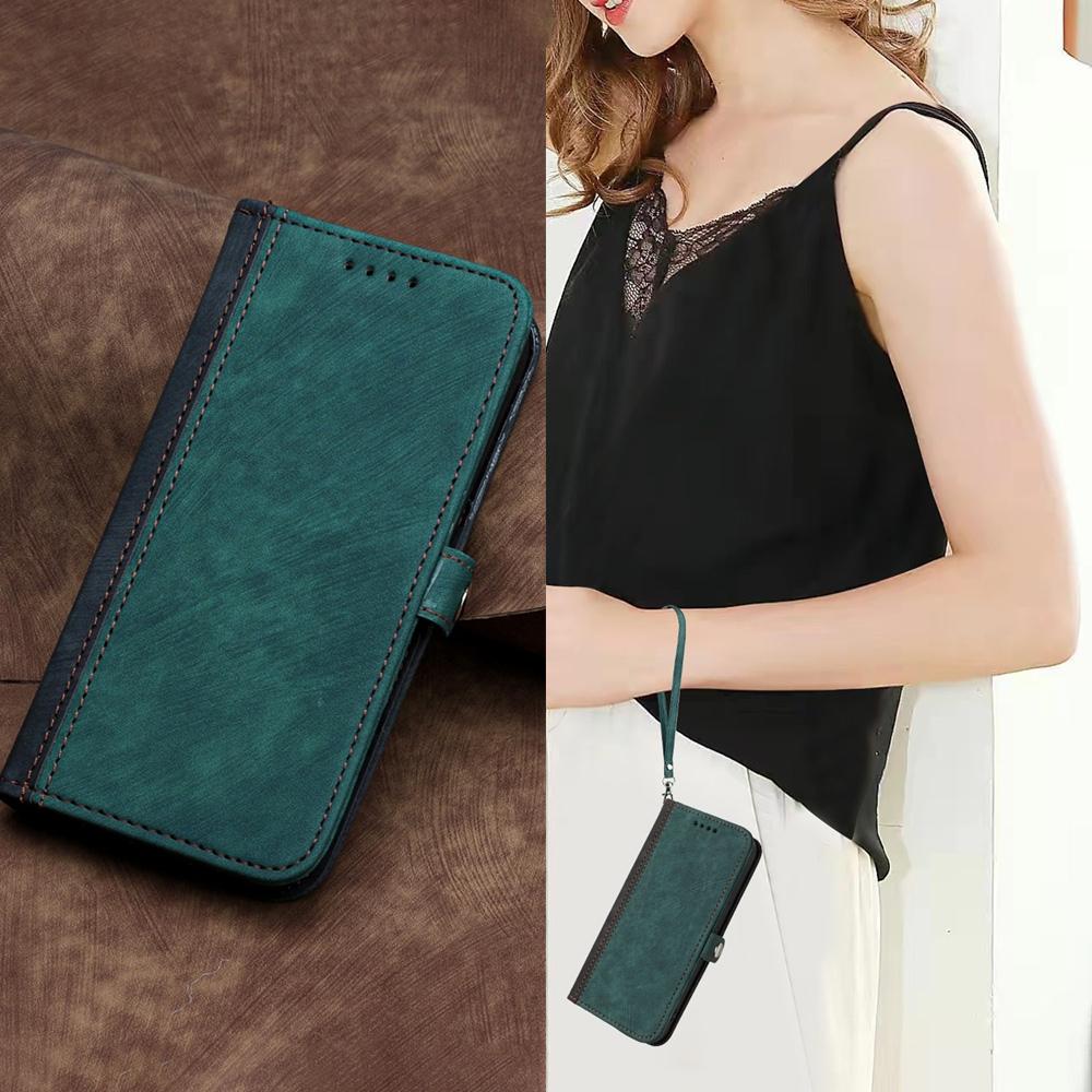 For Redmi K90 Pro Max / Poco F8 Ultra Side Buckle Double Fold Hand Strap Leather Phone Case(Dark Green)