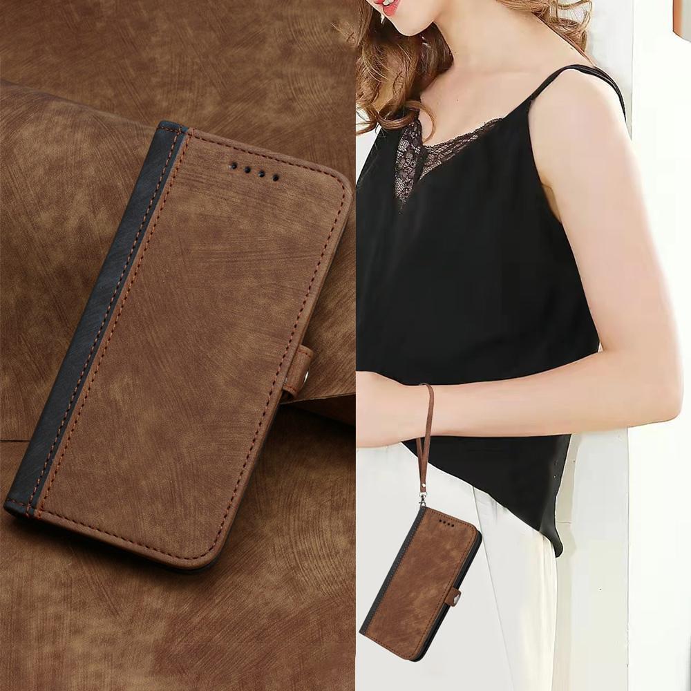 For Redmi K90 Pro Max / Poco F8 Ultra Side Buckle Double Fold Hand Strap Leather Phone Case(Brown)
