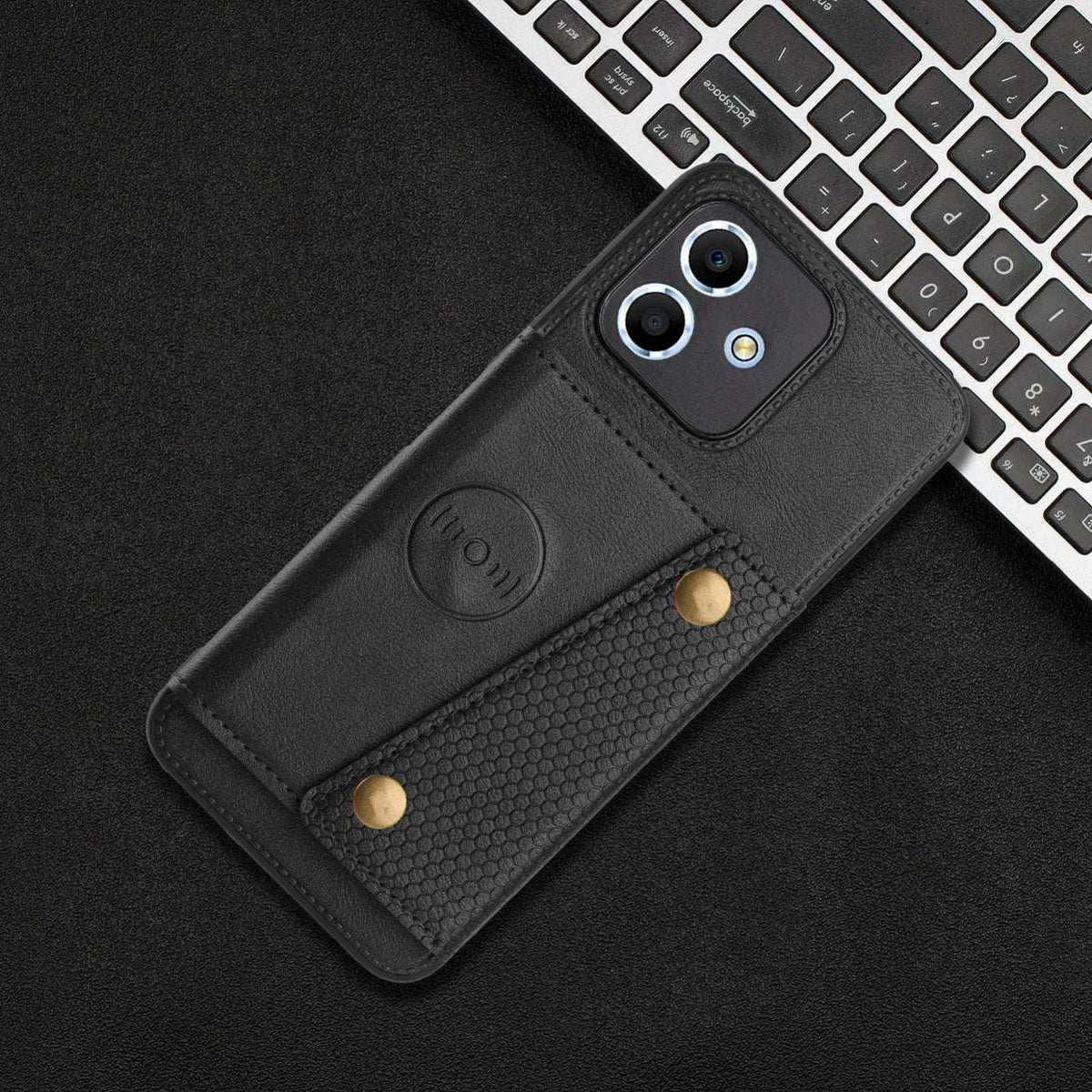 For Redmi Note 17 4G / 5G Global 169.7mm Double Buckle Card Slots Magnetic Phone Case - Black - EDA006748521A