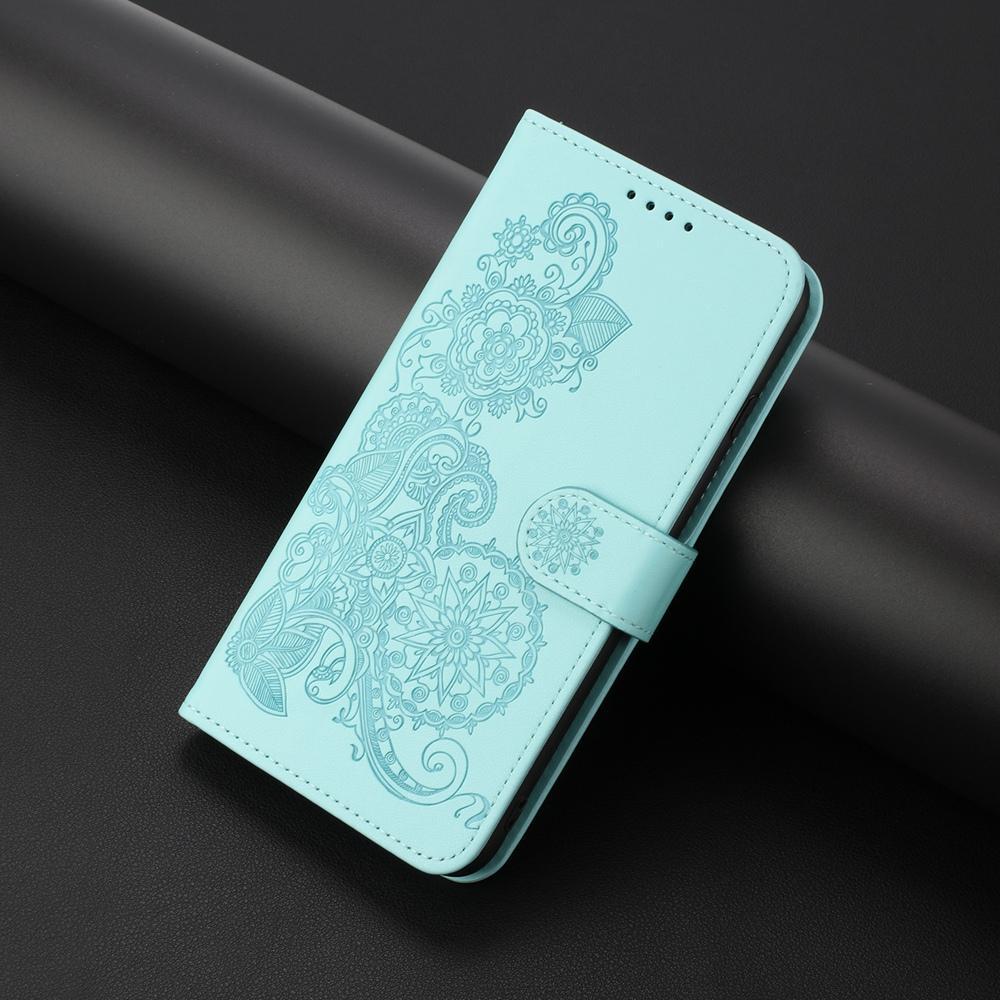 For Redmi K90 Pro Max / Poco F8 Ultra 5G Datura Flower Embossed Flip Leather Phone Case(Light Blue)