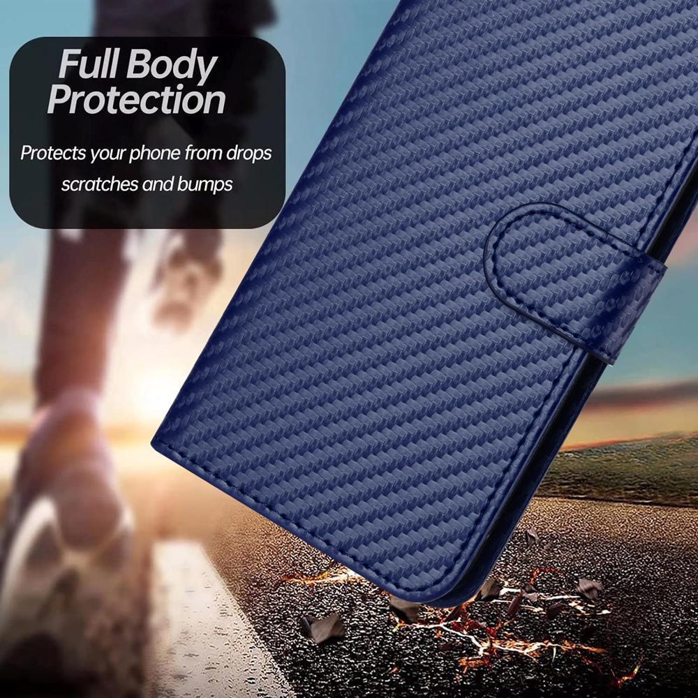 For Redmi K90 Pro Max / Poco F8 Ultra YX0070 Carbon Fiber Buckle Leather Phone Case with Lanyard(Royal Blue)