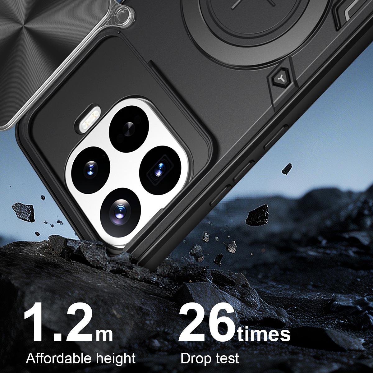 For Xiaomi 17T Pro 5G CD Texture Sliding Camshield Magnetic Holder Phone Case(Black)