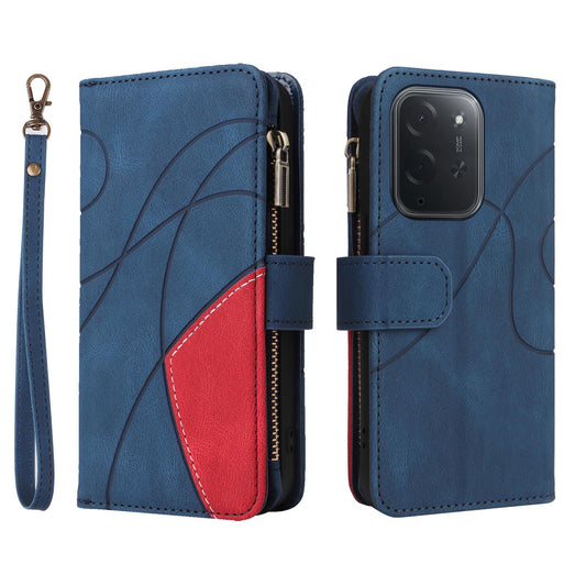 For Xiaomi Poco C95 Pro Dual-color 9 Card Slots Zipper Wallet Leather Phone Case(Blue)