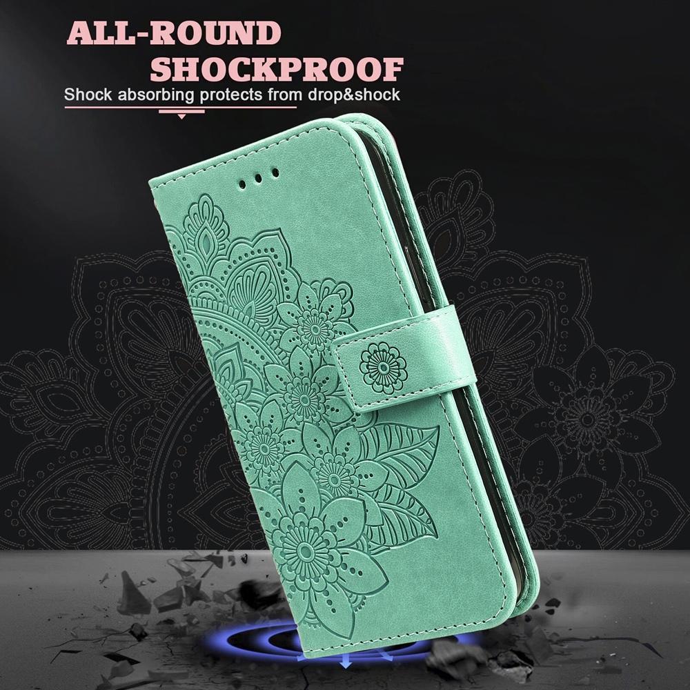 For Redmi K90 Pro Max / Xiaomi Poco F8 Ultra 5G Seven-petal Flowers Embossing Leather Phone Case(Green)