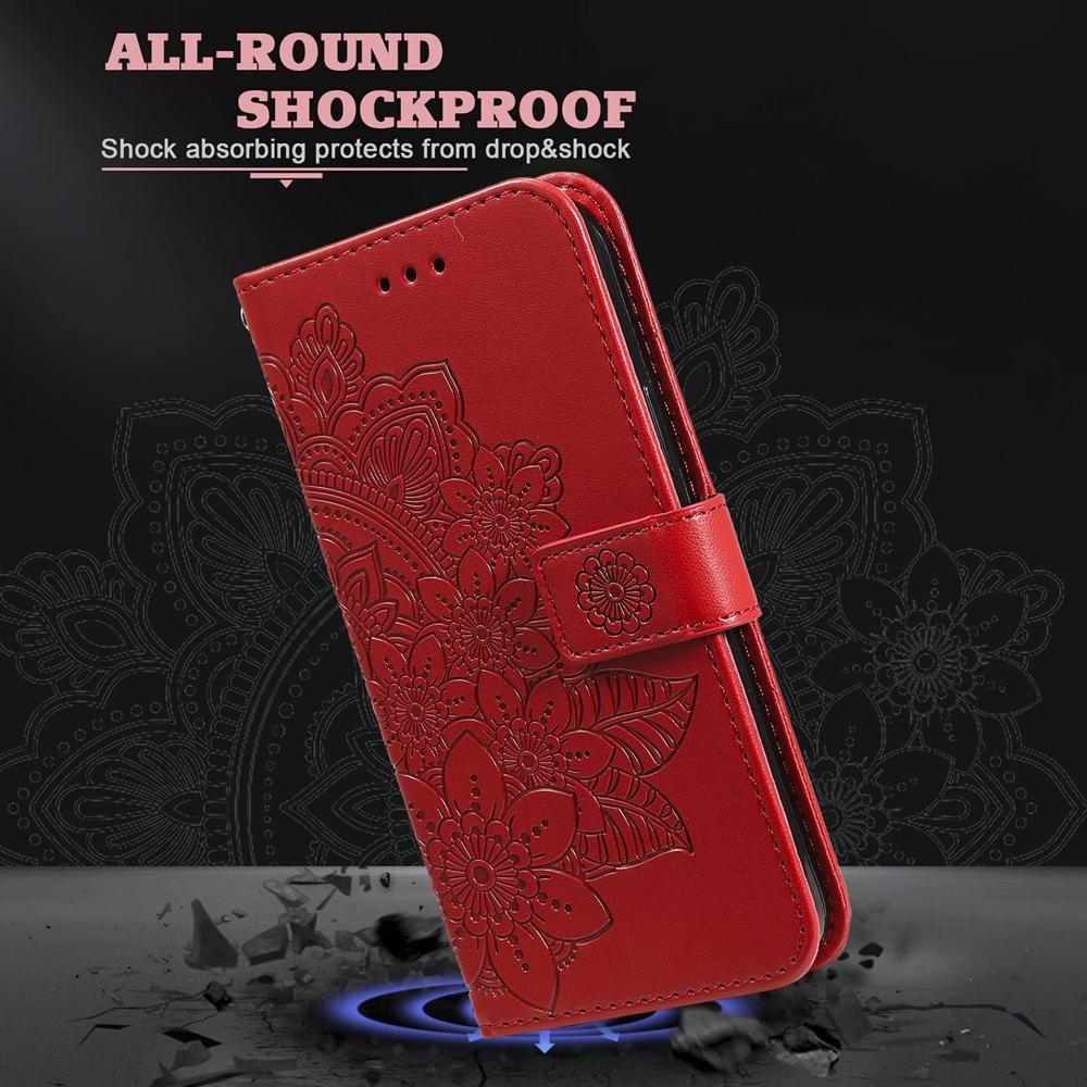 For Redmi K90 Pro Max / Xiaomi Poco F8 Ultra 5G Seven-petal Flowers Embossing Leather Phone Case(Red)