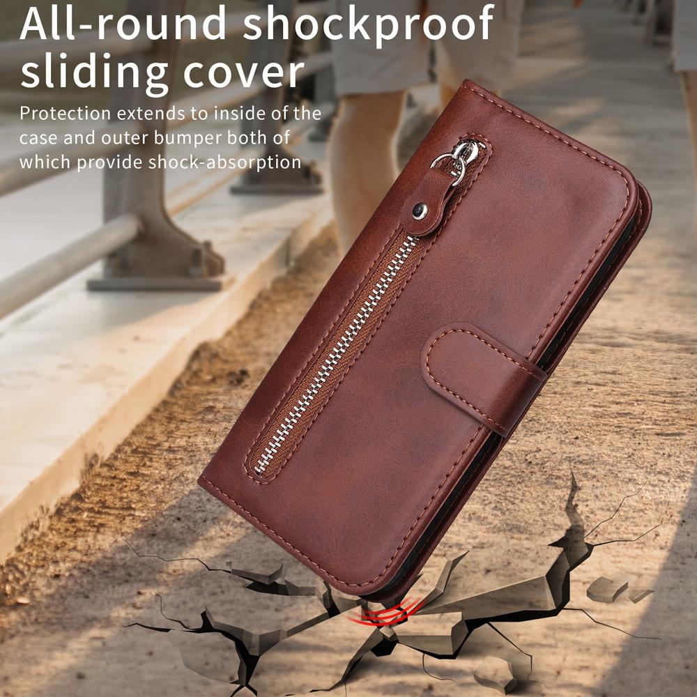 For Redmi 17 5G / 4G Global 170mm Fashion Calf Texture Zipper Leather Phone Case(Brown)