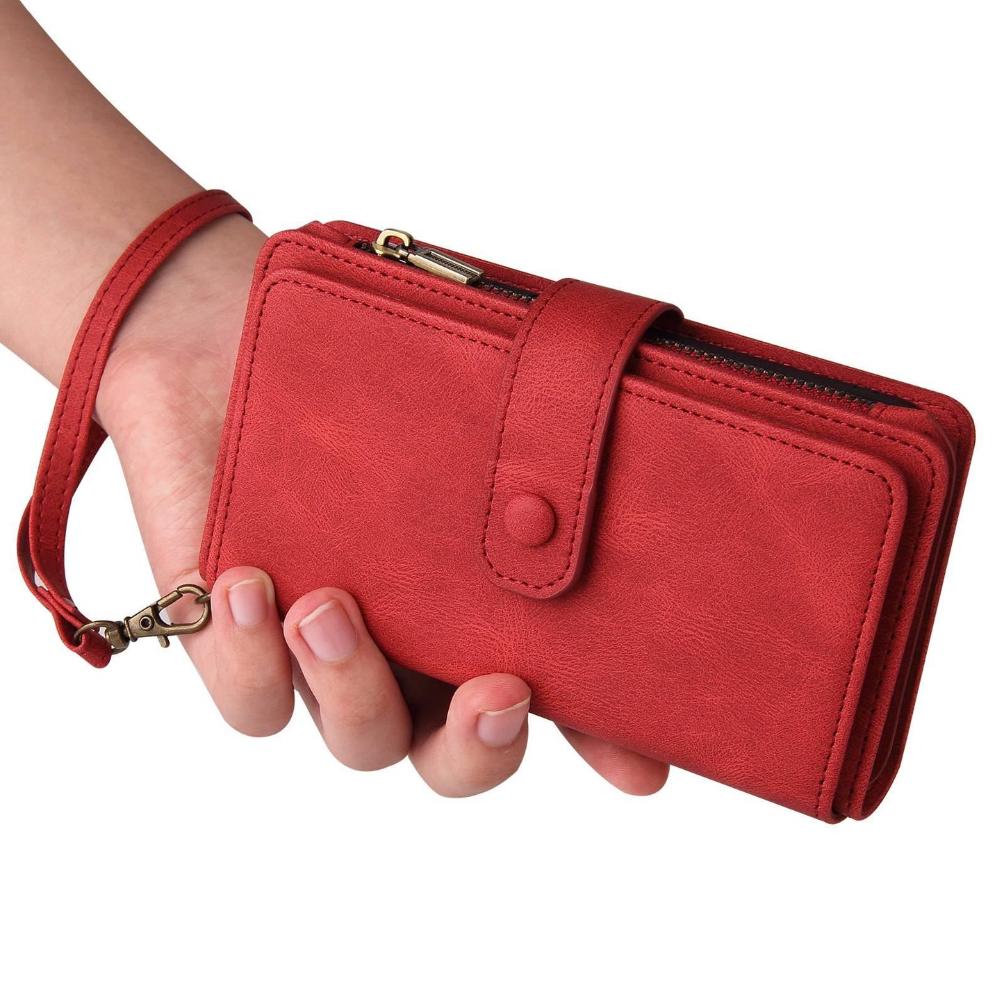 For Xiaomi Poco C95 Pro Skin Feel Multi Card Slots Zipper Wallet Leather Phone Case(Red)