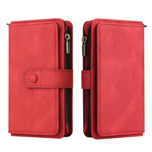 For Redmi Note 17 5G/4G Global 171mm Skin Feel Multi Card Slots Zipper Wallet Leather Phone Case(Red)