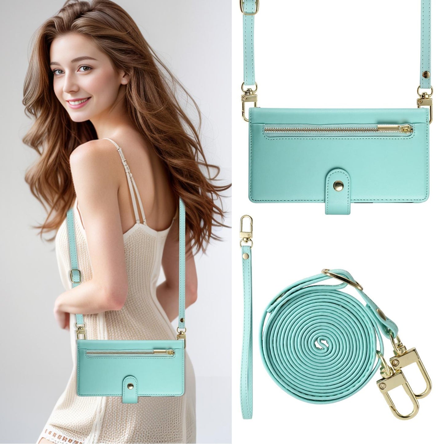 For Redmi K90 Pro Max / Poco F8 Ultra 5G Nine Card-slot Zipper Wallet Bag Leather Phone Case(Mint Green)