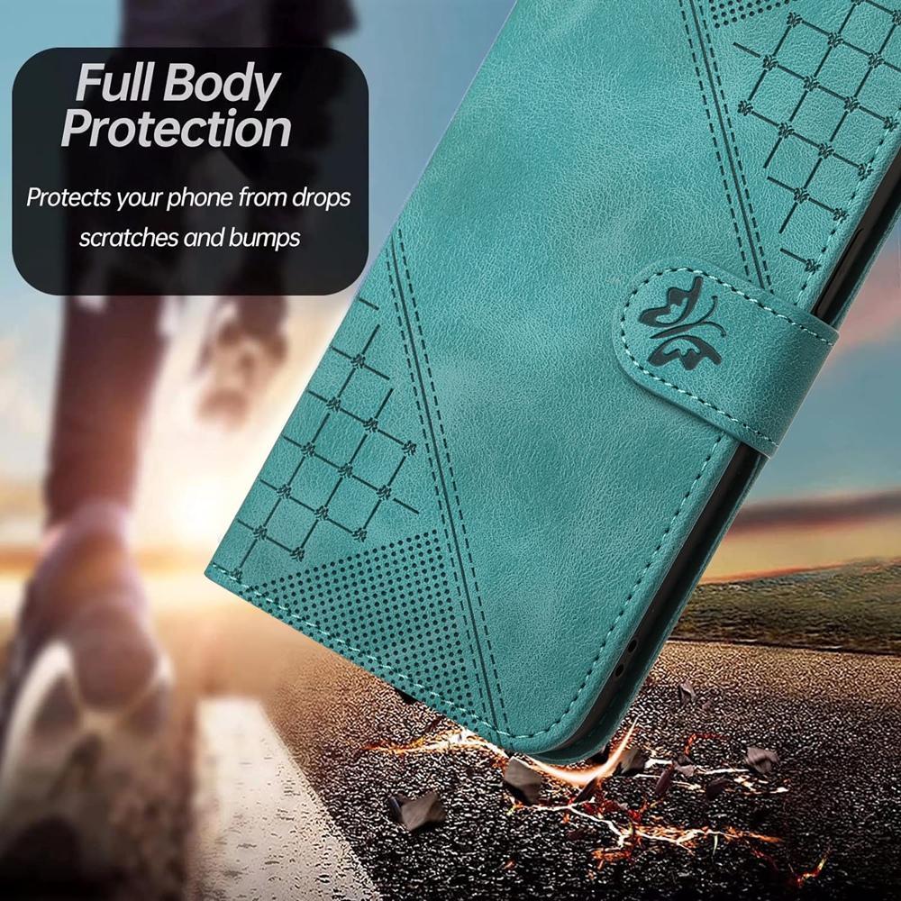 For Redmi K90 Pro Max / Poco F8 Ultra Grid Butterfly Embossed Pattern Leather Phone Case with Lanyard(Light Blue)
