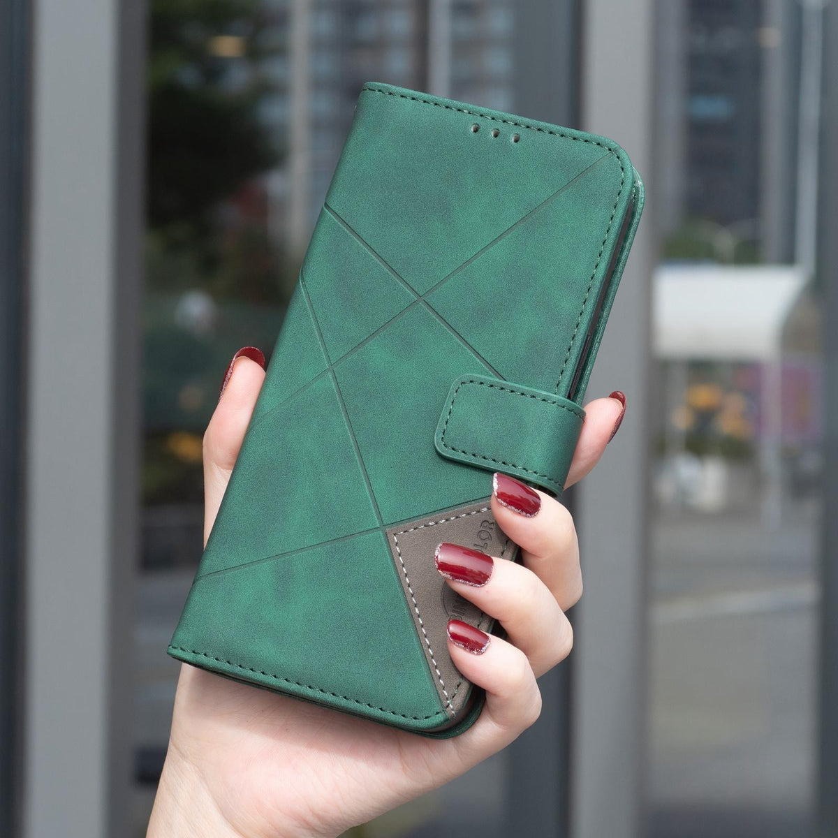 For Redmi K90 Pro Max/Poco F8 Ultra Magnetic Buckle Rhombus Texture Leather Phone Case(Green)
