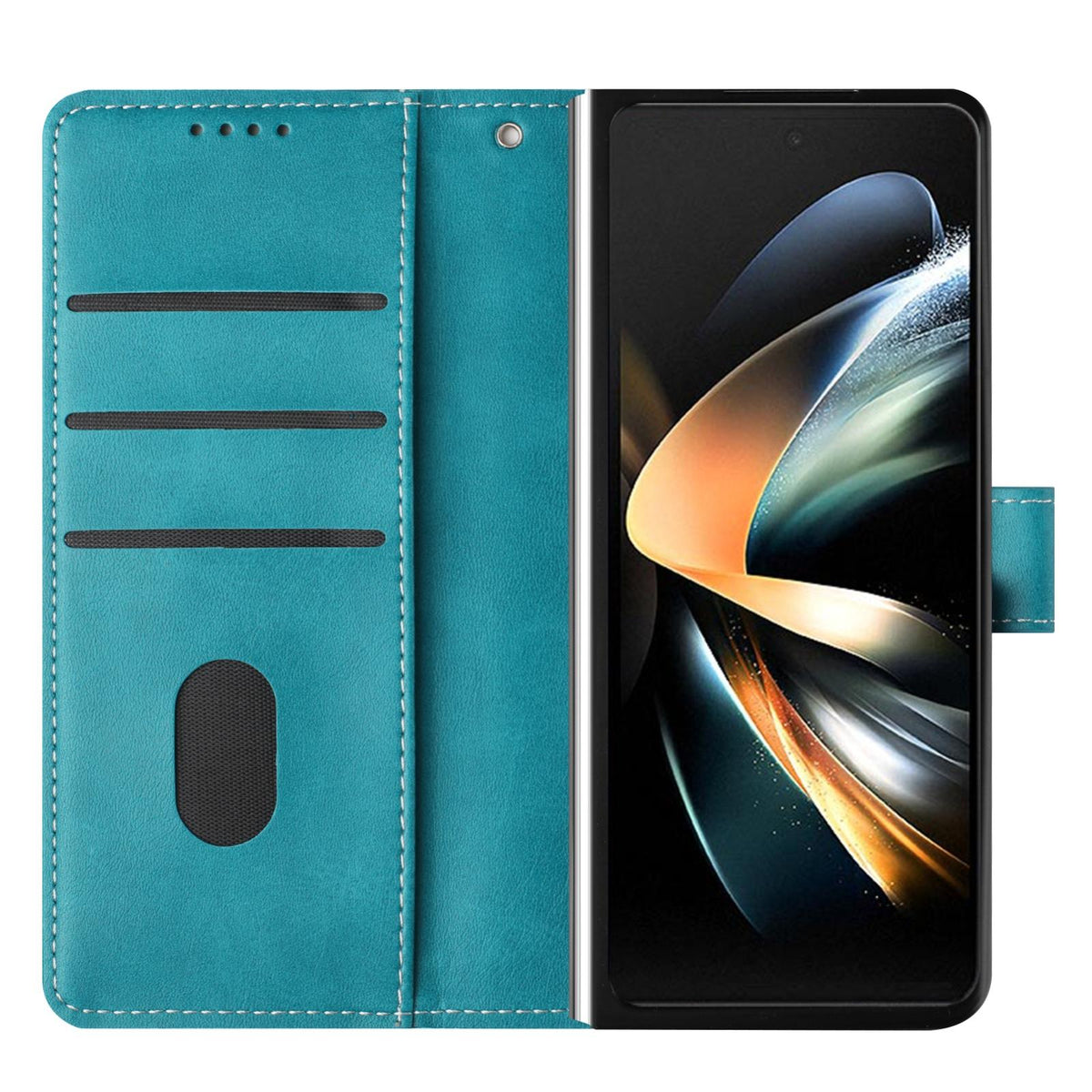 For Galaxy Z Fold8 Ultra 5G Solid Color Calf Texture Folding Leather Phone Case - Green - EDA006874505A