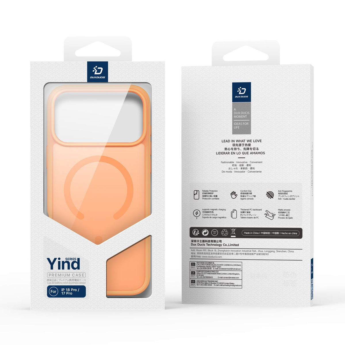 For iPhone 18 Pro / 17 Pro DUX DUCIS Yind Series MagSafe TPU Hybrid PC Phone Case - Orange - EDA006980009F