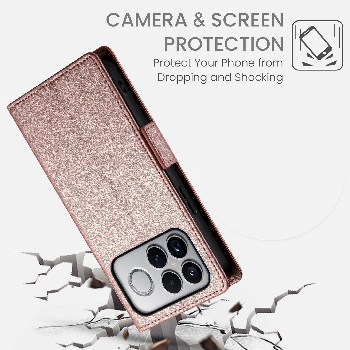 For Redmi K90 Pro Max / Poco F8 Ultra 5G Side Buckle Magnetic Frosted Leather Phone Case(Rose Gold)