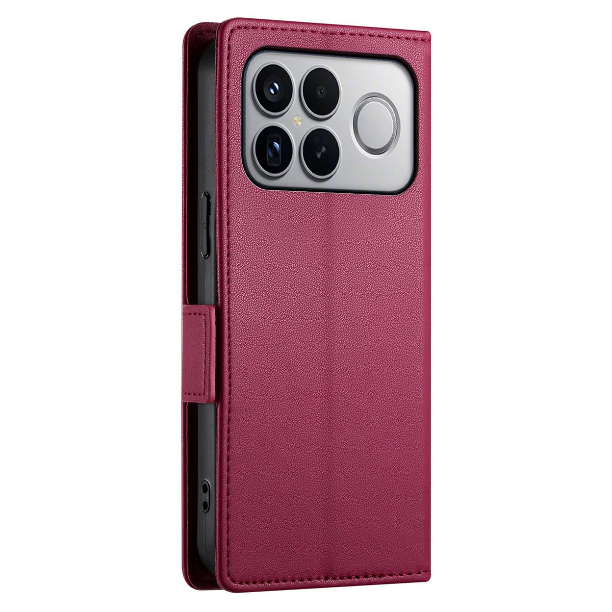 For Redmi K90 Pro Max / Poco F8 Ultra 5G Side Buckle Magnetic Frosted Leather Phone Case(Wine Red)
