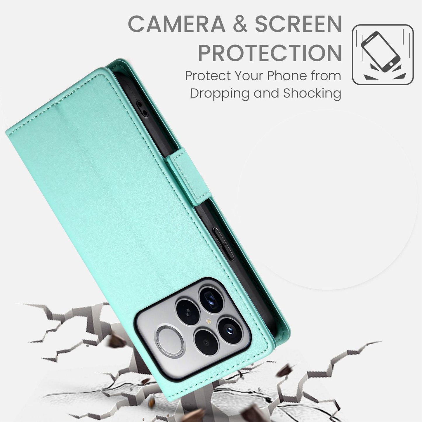 For Redmi K90 Pro Max / Poco F8 Ultra 5G Side Buckle Magnetic Frosted Leather Phone Case(Mint Green)