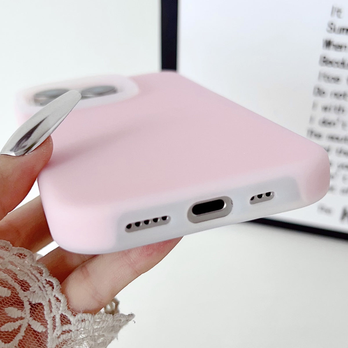 For iPhone 18 Pro PC Hybrid Liquid Silicone Jelly Phone Case - Light Purple - EDA006994926B