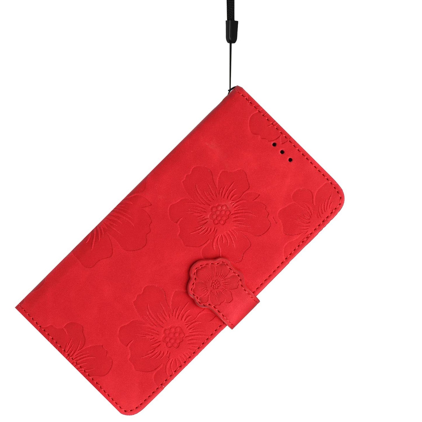 For Redmi K90 Pro Max/Poco F8 Ultra Flower Embossing Pattern Leather Phone Case(Red)