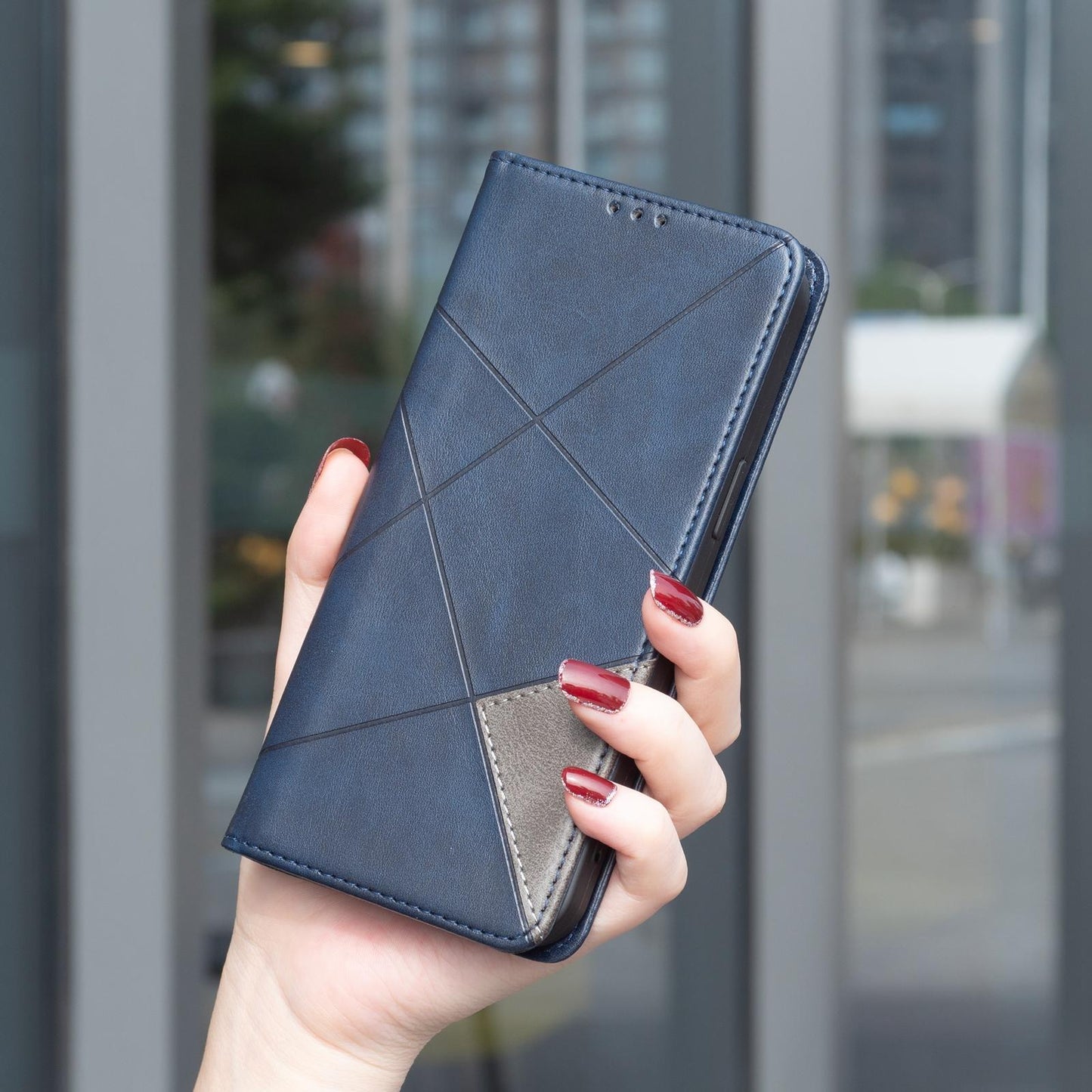 For Redmi K90 Pro Max/Poco F8 Ultra Rhombus Texture Magnetic Leather Phone Case(Blue)
