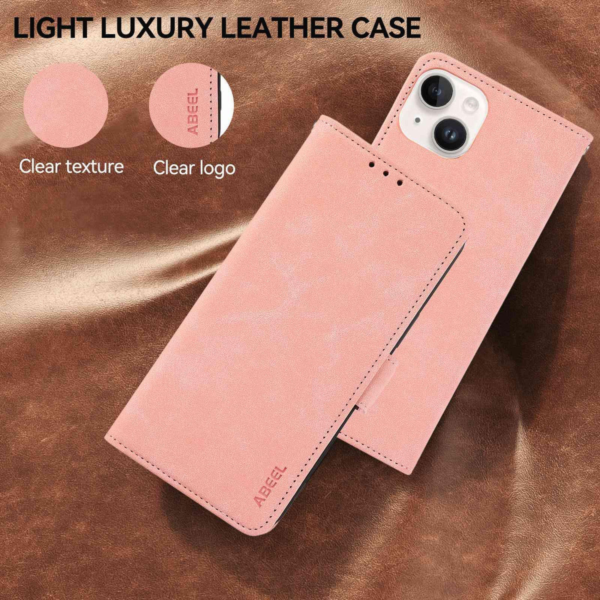 For Redmi K100 Pro Max/Poco F9 Ultra 5G ABEEL Frosted Magnetic RFID Leather Phone Case - Pink - EDA007072925A