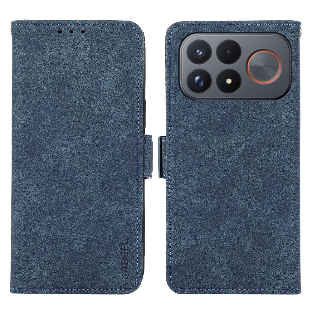 For Redmi K100 Pro Max/Poco F9 Ultra 5G ABEEL Frosted Magnetic RFID Leather Phone Case - Blue - EDA007072925C