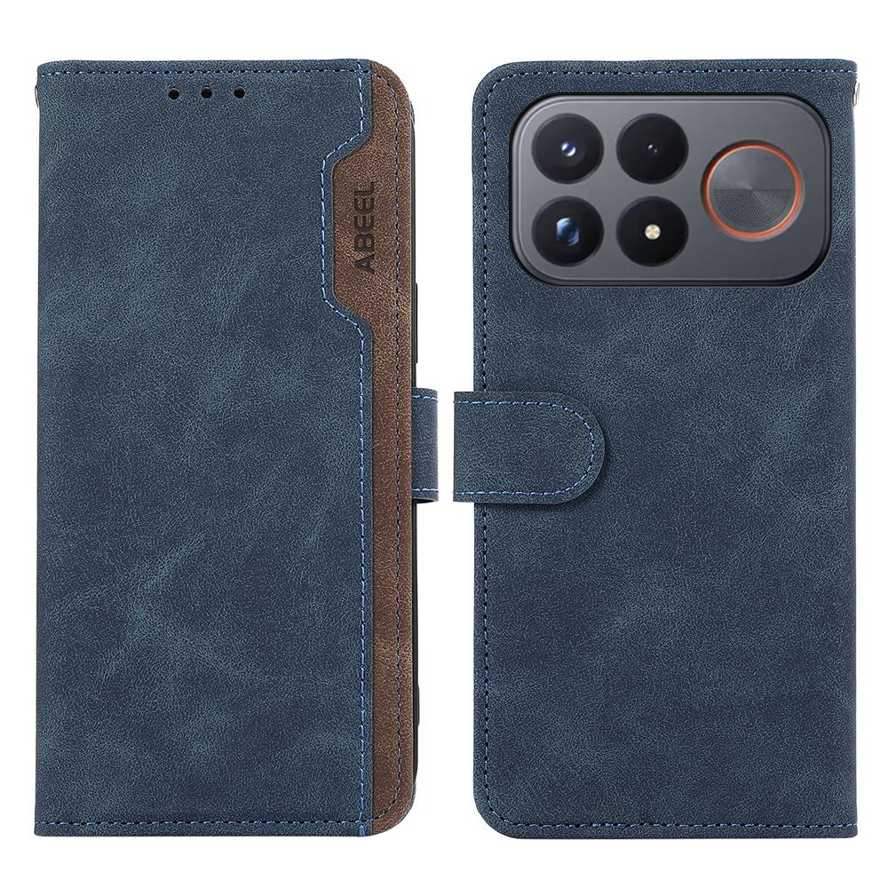 For Redmi K100 Pro Max/Poco F9 Ultra 5G ABEEL Color Block Magnetic RFID Leather Phone Case - Blue-Brown - EDA007073225C