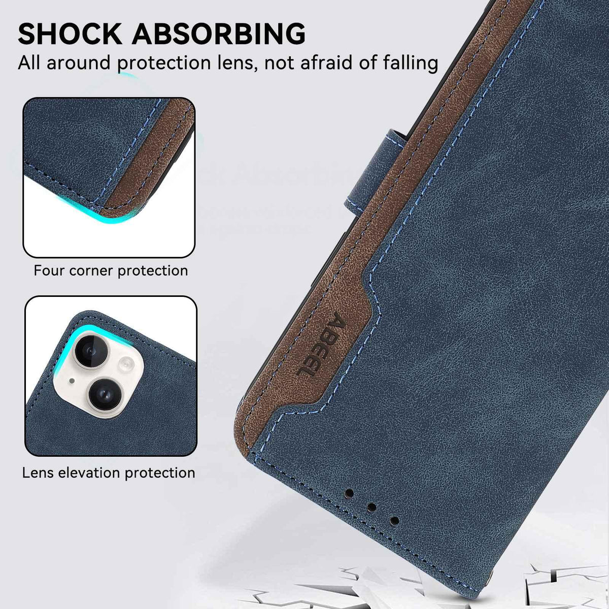 For Redmi K100 Pro Max/Poco F9 Ultra 5G ABEEL Color Block Magnetic RFID Leather Phone Case - Blue-Brown - EDA007073225C