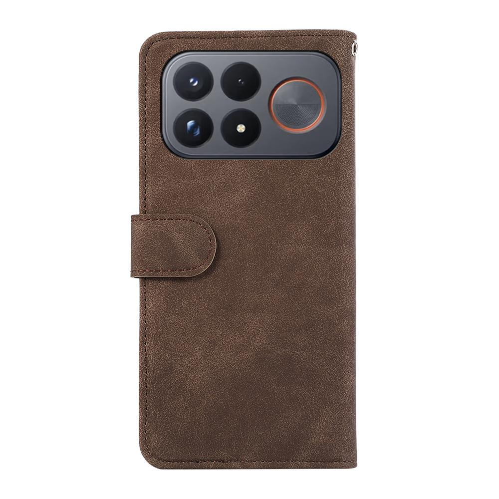 For Redmi K100 Pro Max/Poco F9 Ultra 5G ABEEL Color Block Magnetic RFID Leather Phone Case - Brown-Blue - EDA007073225F