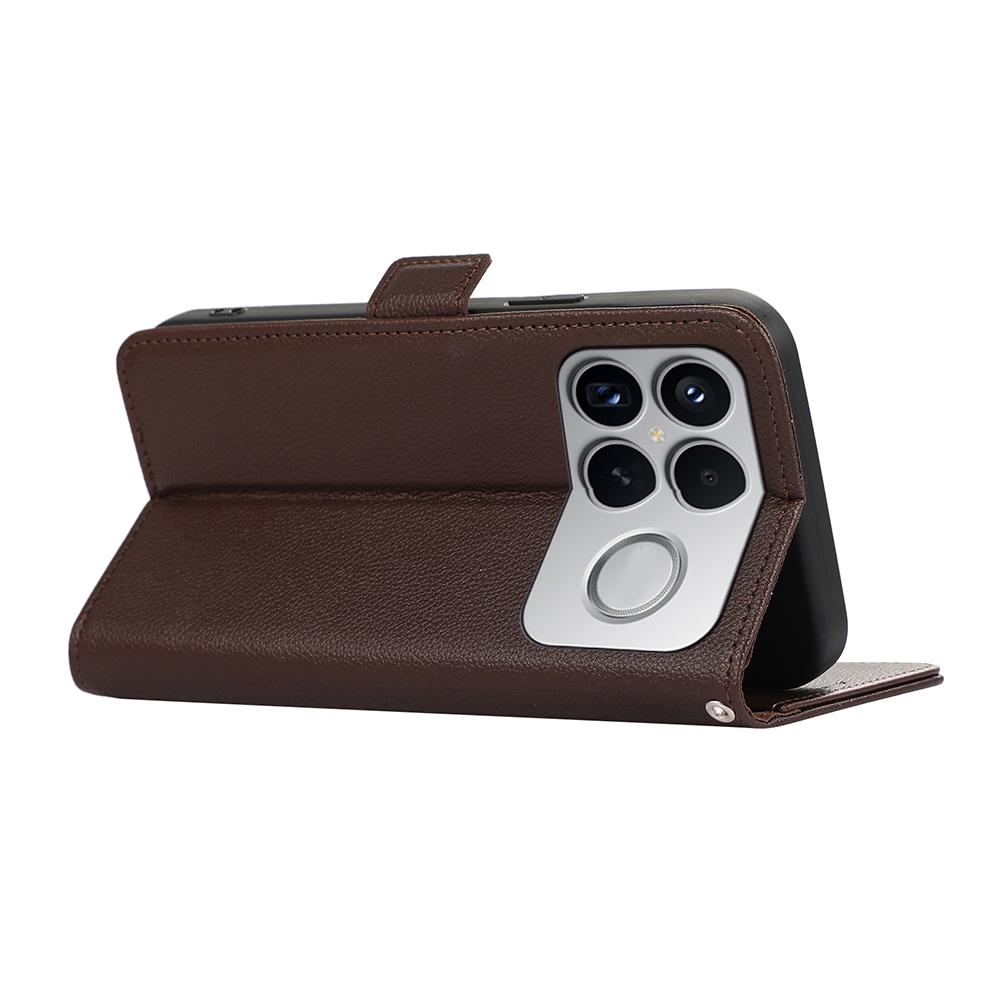 For Redmi K90 Pro Max/Poco F8 Ultra ABEEL Side-Magnetic Litchi Pattern Leather RFID Phone Case(Brown)