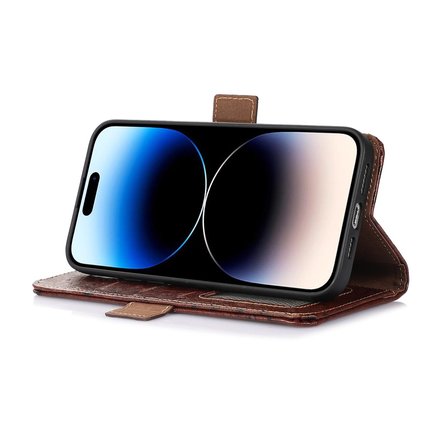 For Redmi K90 Pro Max/Poco F8 Ultra Ostrich Pattern Genuine Leather RFID Phone Case(Coffee)