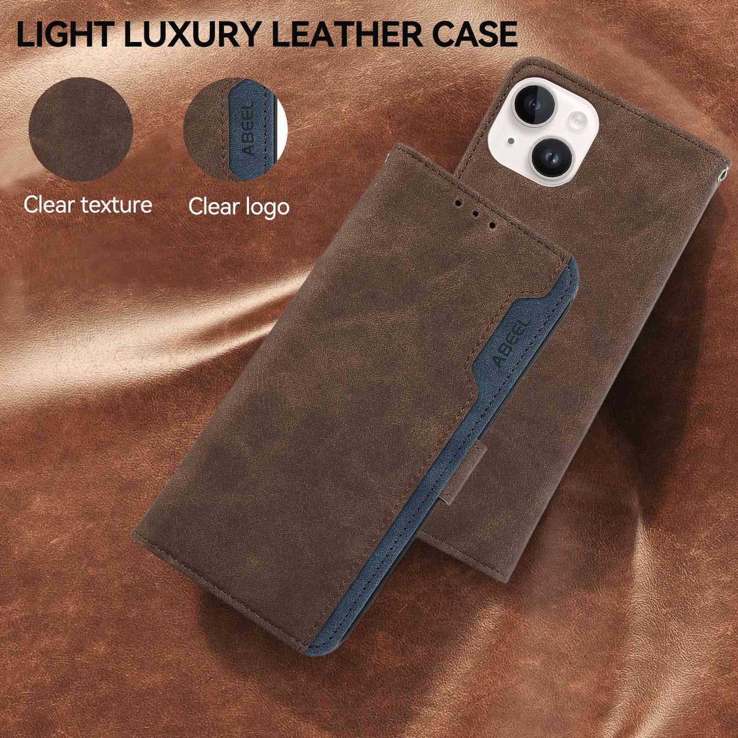 For Motorola Edge 70 Max 5G ABEEL Color Block Magnetic RFID Leather Phone Case(Brown-Blue)