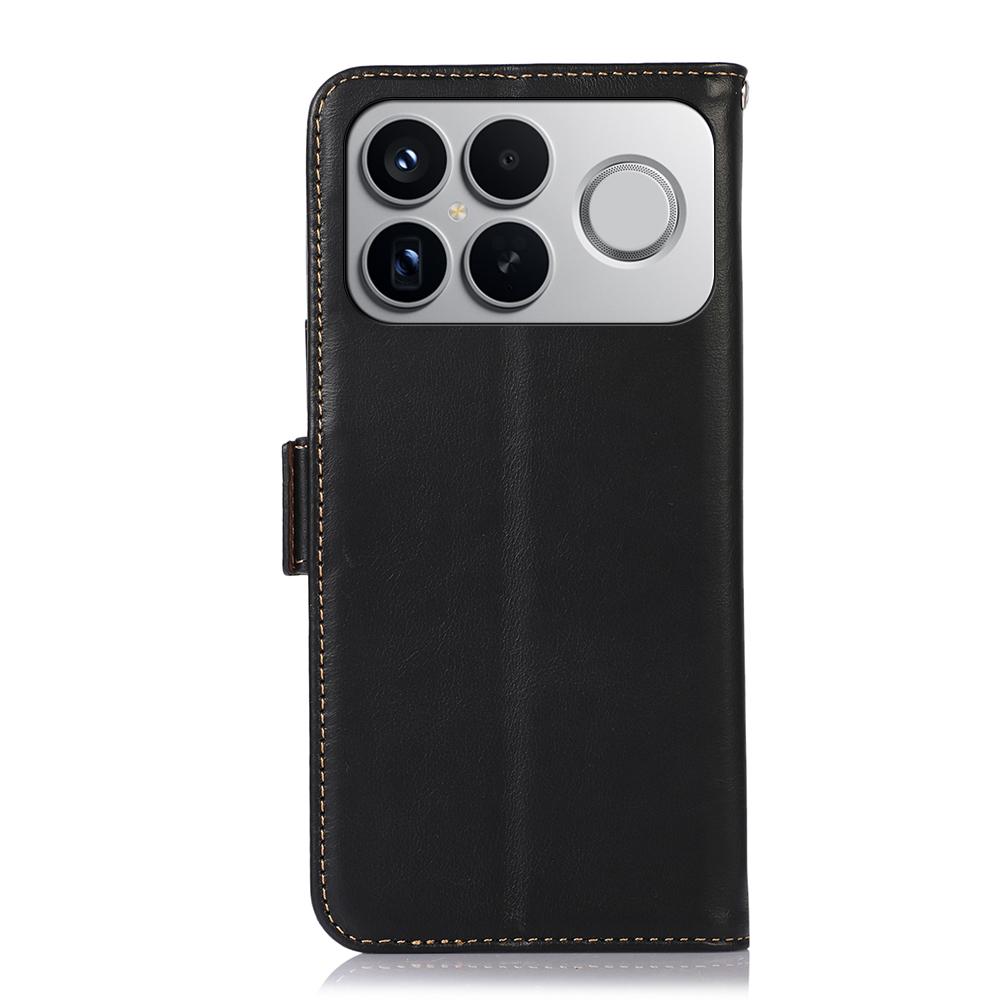 For Redmi K90 Pro Max/Poco F8 Ultra Magnetic Crazy Horse Texture Genuine Leather RFID Phone Case(Black)
