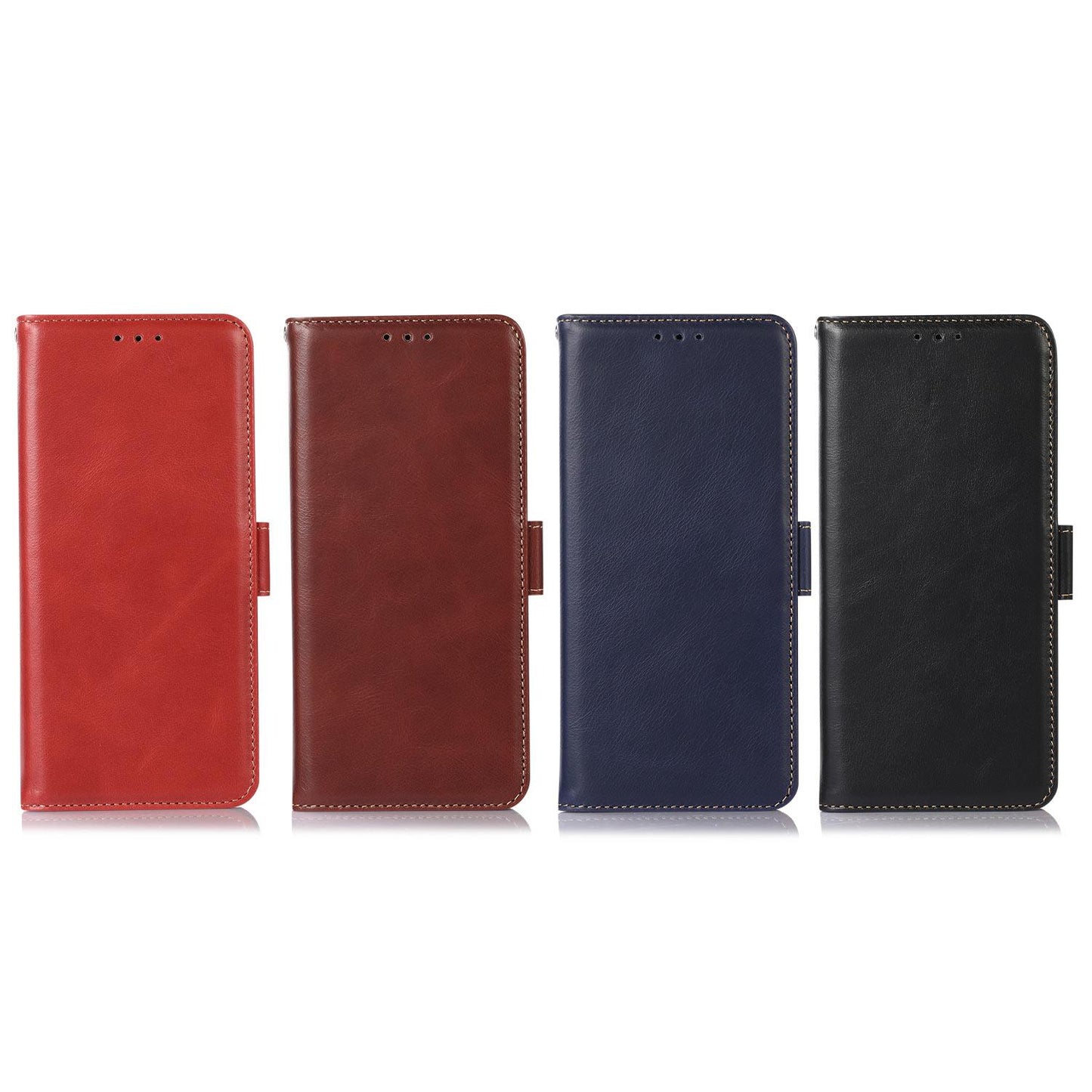 For Redmi K90 Pro Max/Poco F8 Ultra Magnetic Crazy Horse Texture Genuine Leather RFID Phone Case(Red)