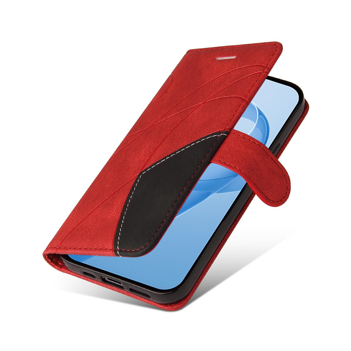 For Redmi K90 Pro Max/Poco F8 Ultra Dual-color Splicing Flip Leather Phone Case(Red)