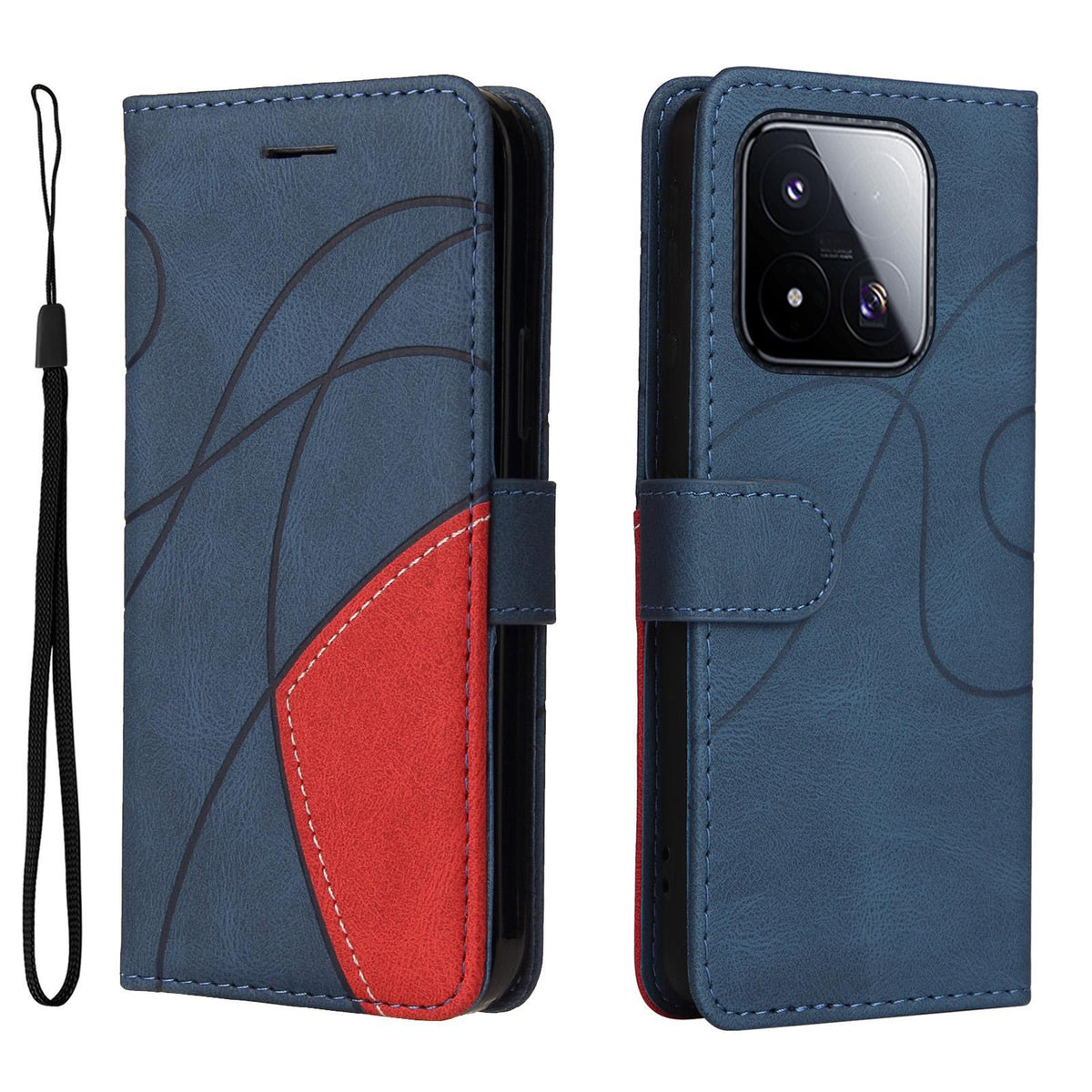 For Xiaomi 17 Max 5G Dual-color Splicing Flip Leather Phone Case - Blue - EDA007133515A