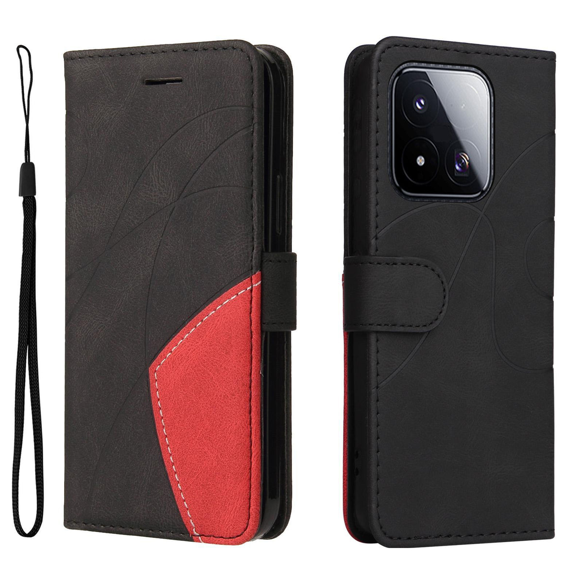 For Xiaomi 17 Max 5G Dual-color Splicing Flip Leather Phone Case - Black - EDA007133515C