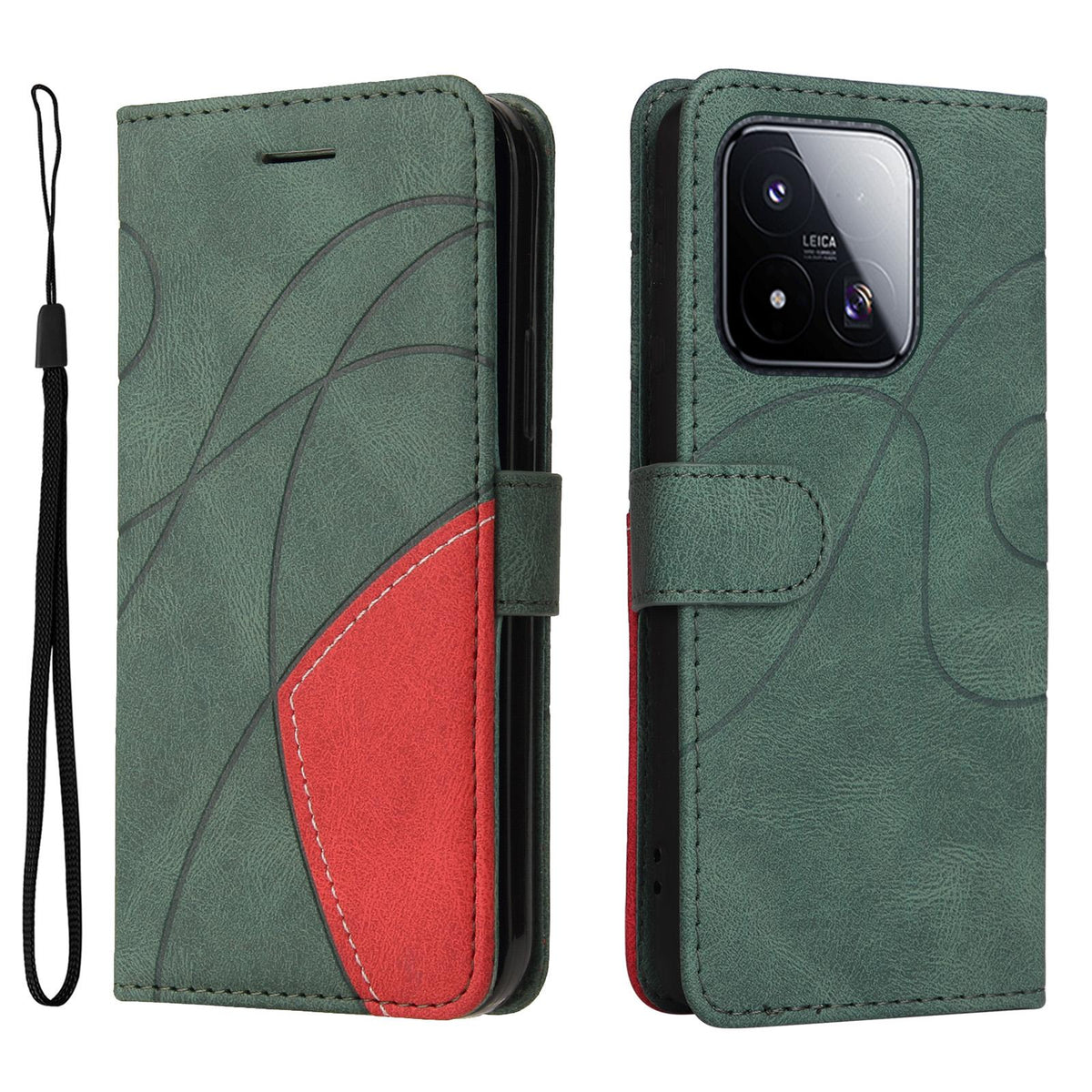 For Xiaomi 17 Max 5G Dual-color Splicing Flip Leather Phone Case - Green - EDA007133515D