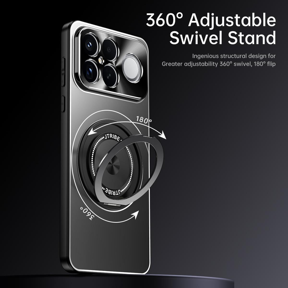 For Redmi K90 Pro Max / Poco F8 Ultra Rotating Holder Frosted Metal Phone Case(Black)