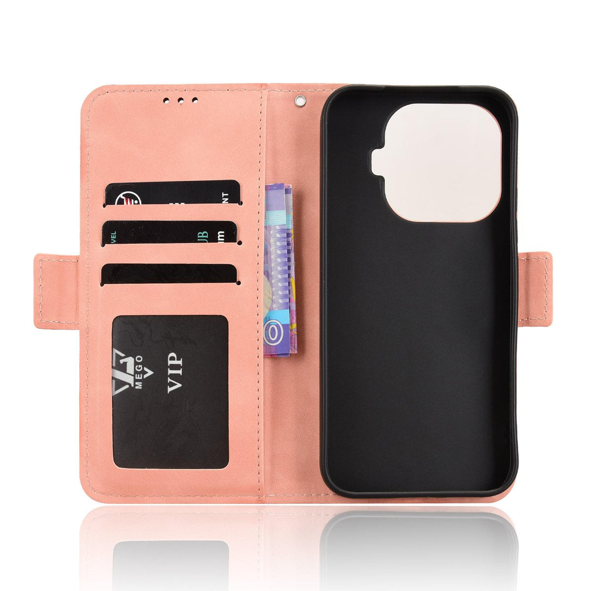 For Xiaomi 17T Pro 5G Skin Feel Calf Texture Card Slots Leather Phone Case - Pink - EDA007152115A