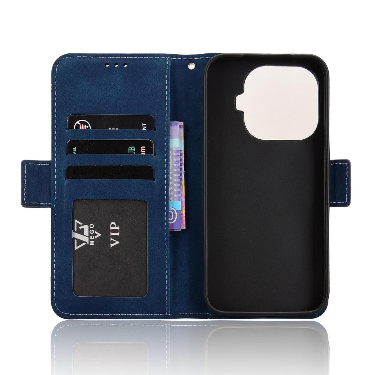 For Xiaomi 17T Pro 5G Skin Feel Calf Texture Card Slots Leather Phone Case - Blue - EDA007152115D